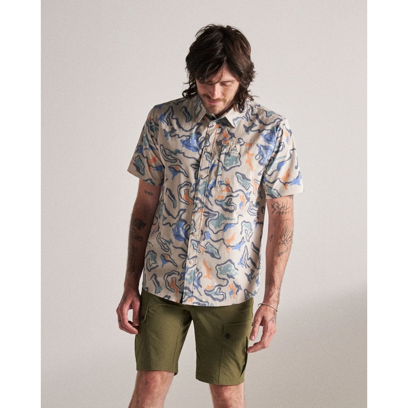 Traveller Short Sleeve Stretch Shirt – Abstract Strata Multi