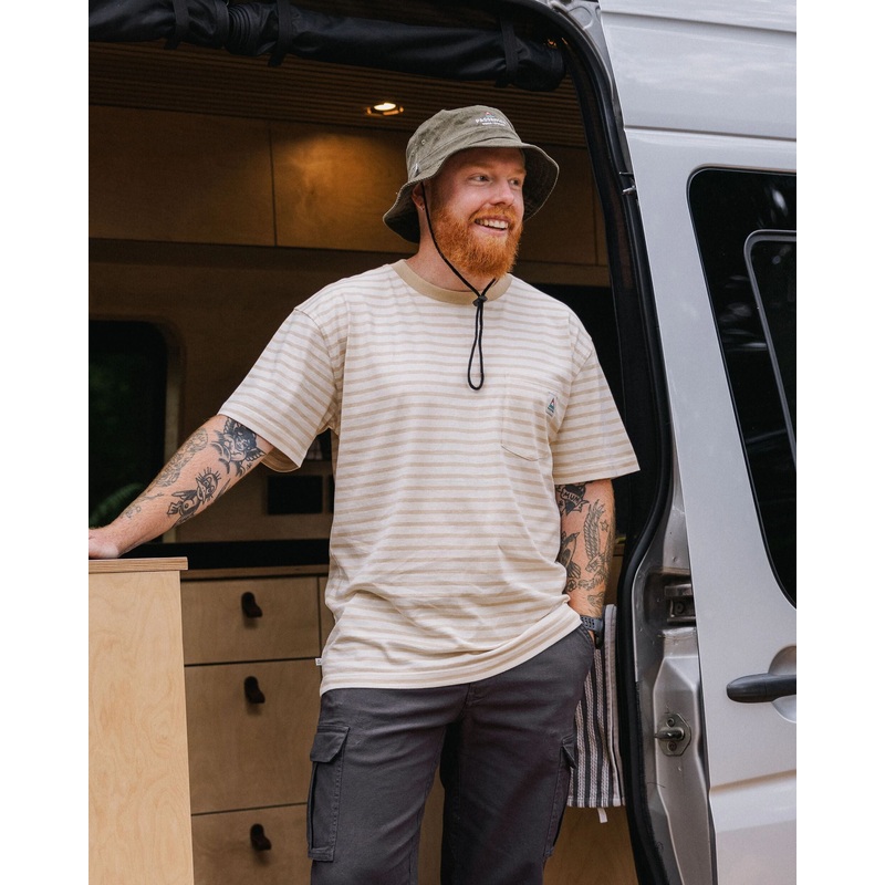 Zen Recycled Cotton Relaxed Fit T-Shirt – Stone Stripe