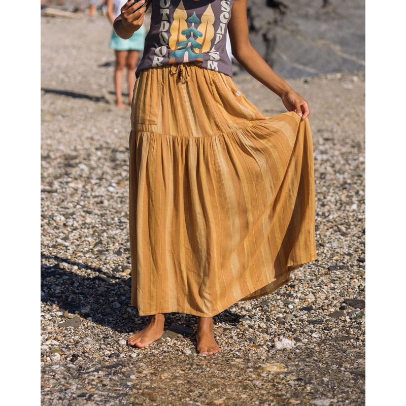 Zephyr Woven Maxi Skirt – Spruce Yellow Stripe