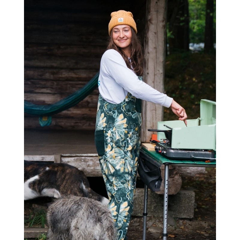 Ace Recycled Polar Fleece Dungarees – Frost Dark Fern