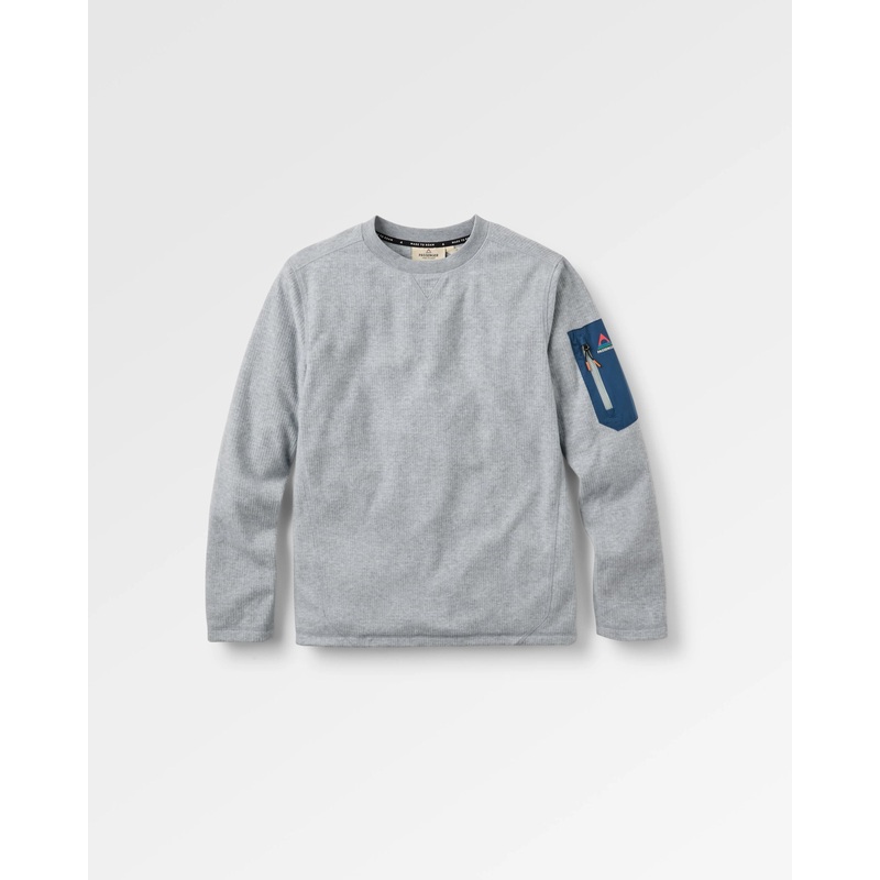 Forestscape Recycled Grid Fleece Crew – Grey Marl