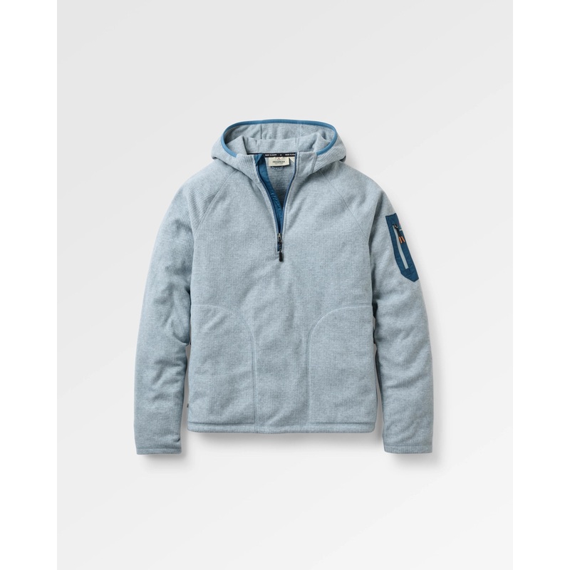 Forestscape Recycled Grid Fleece Hoodie – Grey Marl