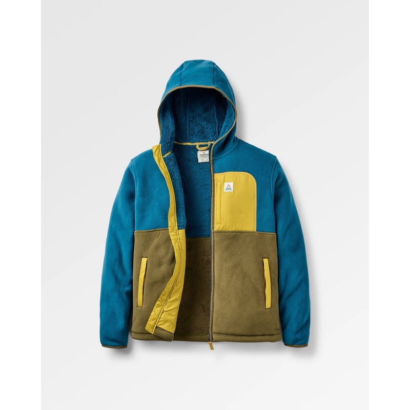Loch Hooded Recycled Polar Fleece – Tidal Blue/Dark Olive