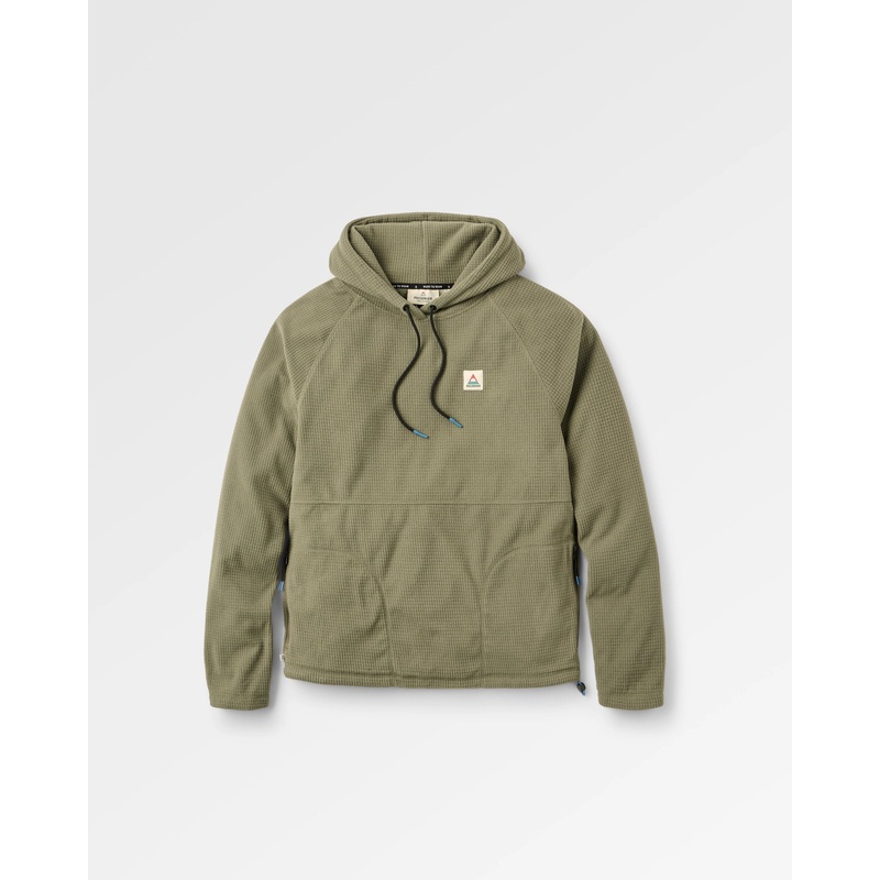 Point Recycled Grid Polar Fleece Hoodie – Dusty Olive