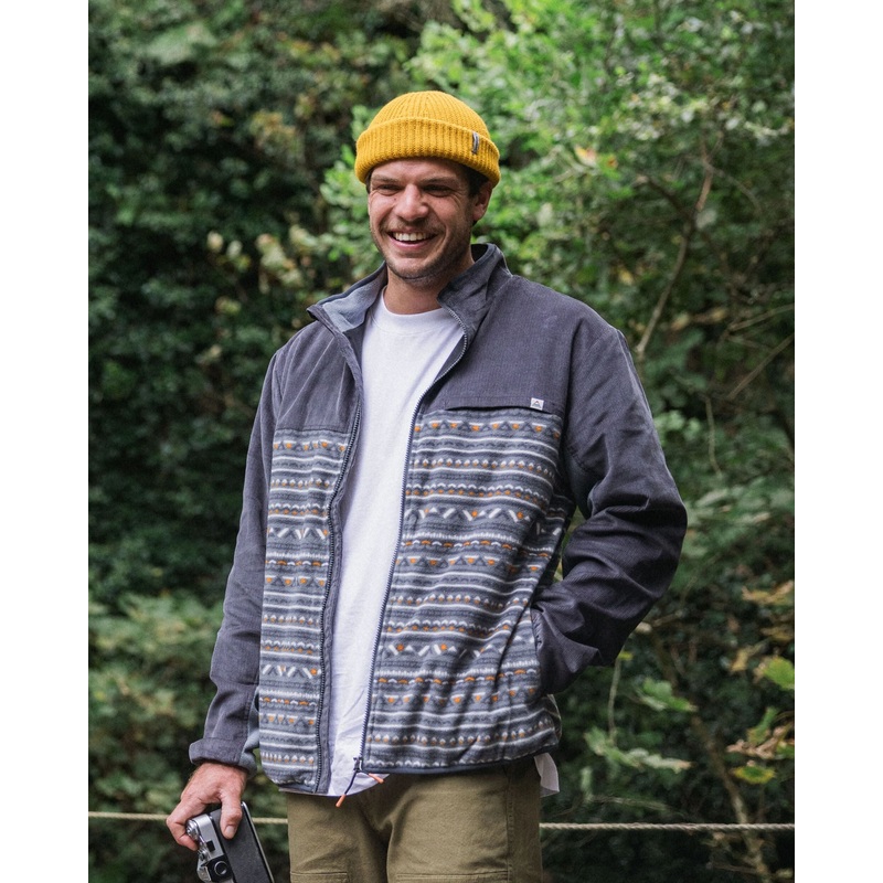 Somewhere Recycled Fleece – Geo Tracks Charcoal