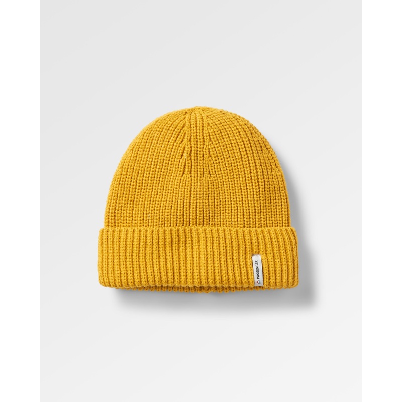 Compass Recycled Beanie – Mustard Yellow