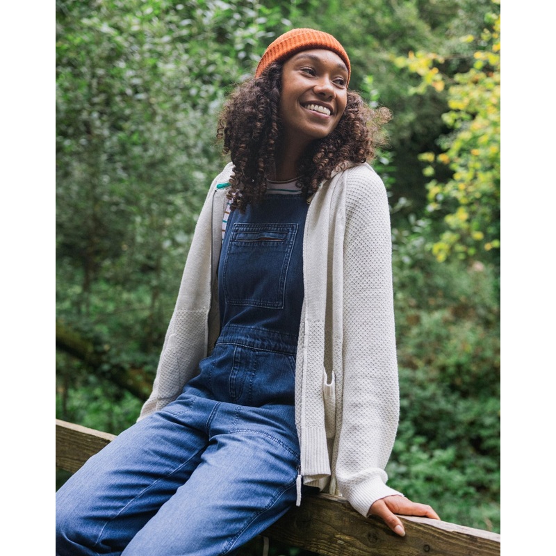 Cove Full Zip Organic Cotton Knitted Hoodie – Off White