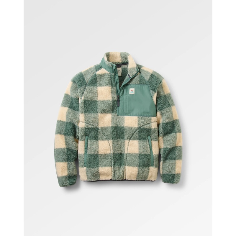 Offroad Recycled Sherpa 1/2 Zip Fleece – Dark Forest Check
