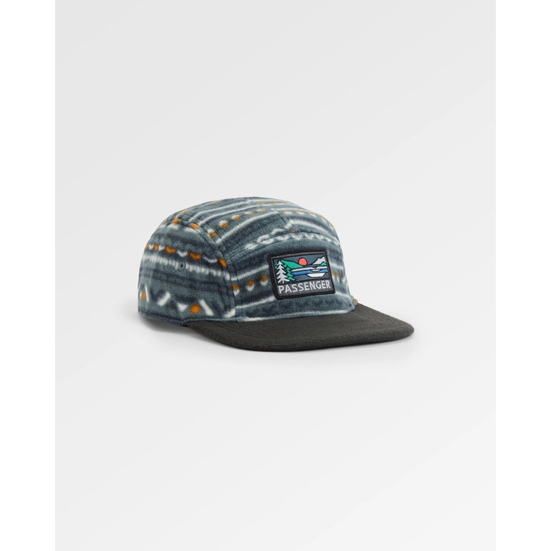 Pine Recycled Polar Fleece 5 Panel Cap – Geo Track Storm Grey