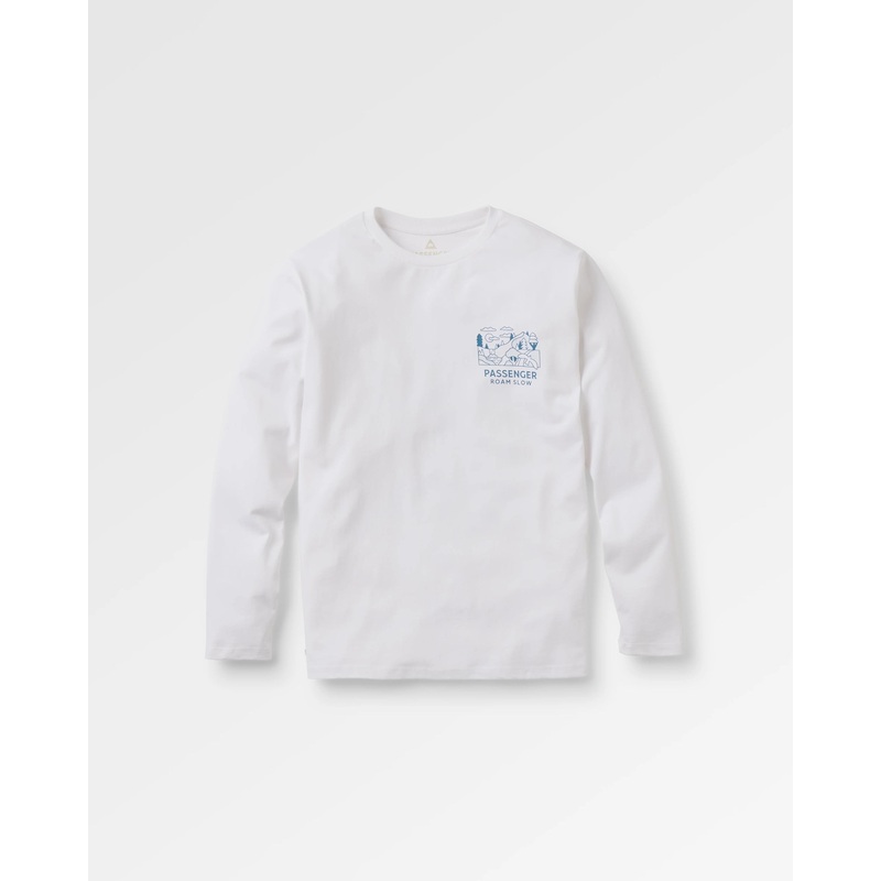 Roam Slow Men’s Recycled Cotton LS T-Shirt – White