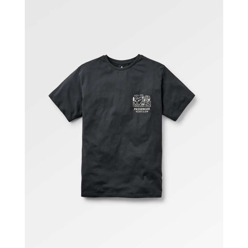Roam Slow Men’s Recycled Cotton T-Shirt – Black