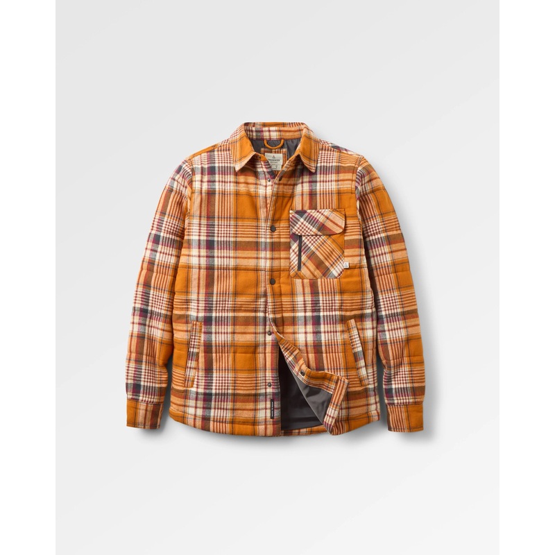 Taranaki Quilted Overshirt – Retro Orange Check