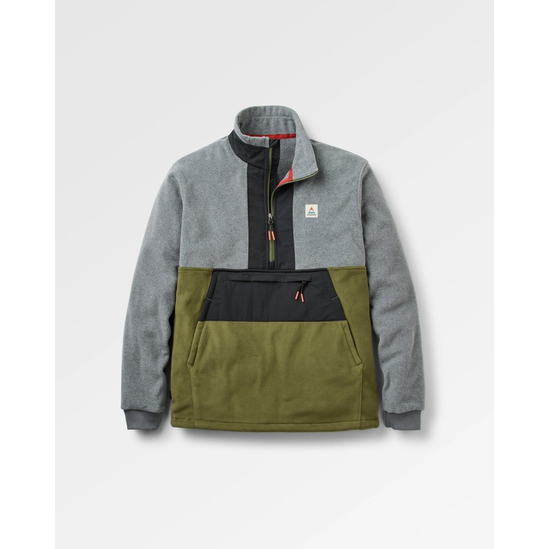 Woodland Hoodless Recycled Polartec Fleece – Grey Marl/Khaki