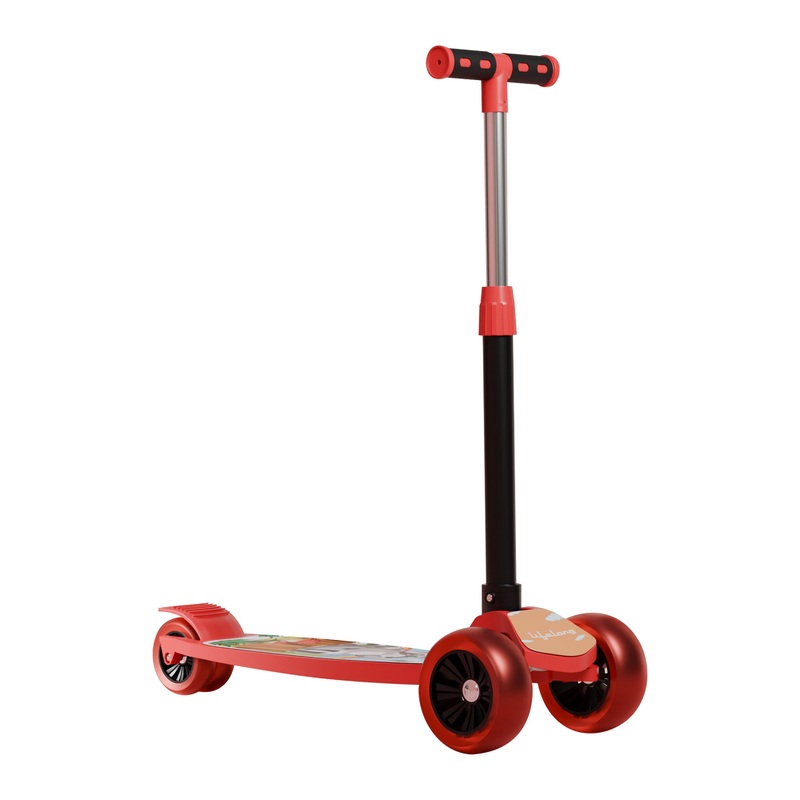 Lifelong Kids Kick Scooter Foldable with Adjustable Height & PVC Wheels, Red/Black