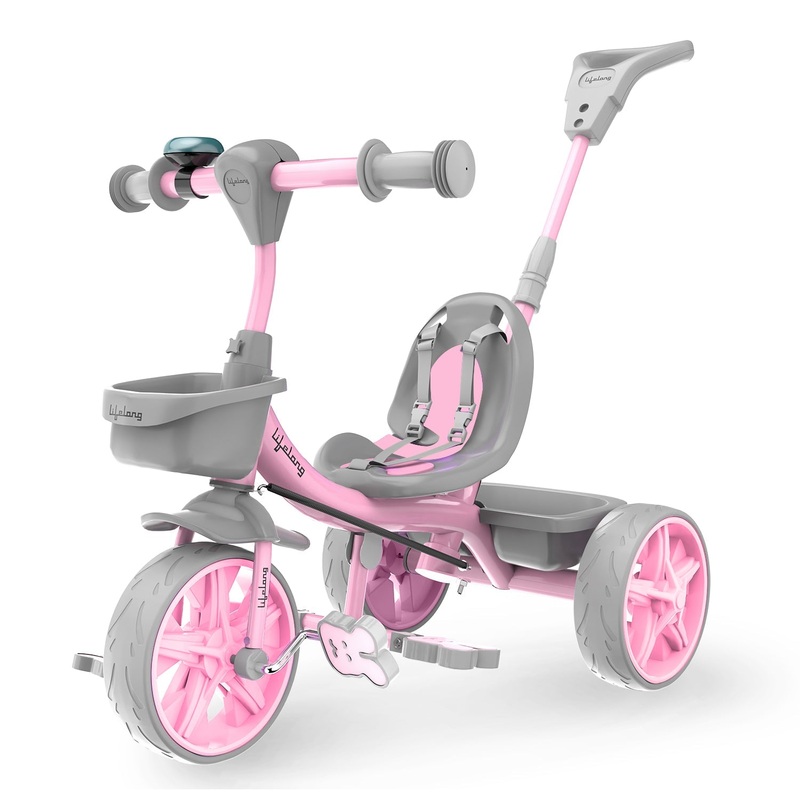 Lifelong Kids Tricycle with Parental control, Eva wheels, bell and Storage Basket / baby Trike/ Age Group 2 Year to 5years/ Pink(LLKPCTC04)