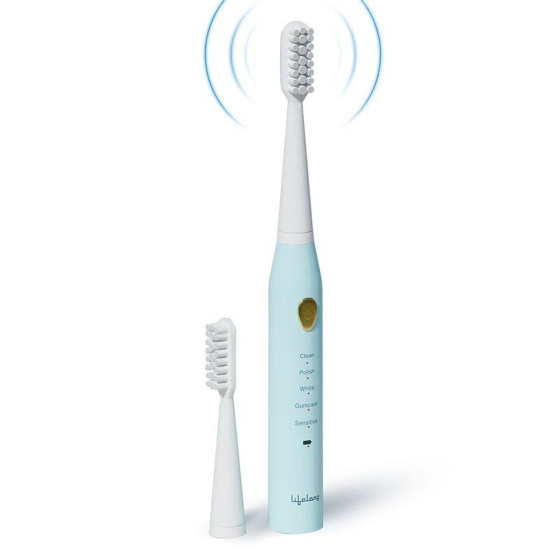 Lifelong LLDC144 Rechargeable Toothbrush for Adults with 5 Modes, Auto Shut-Off & 2 Heads