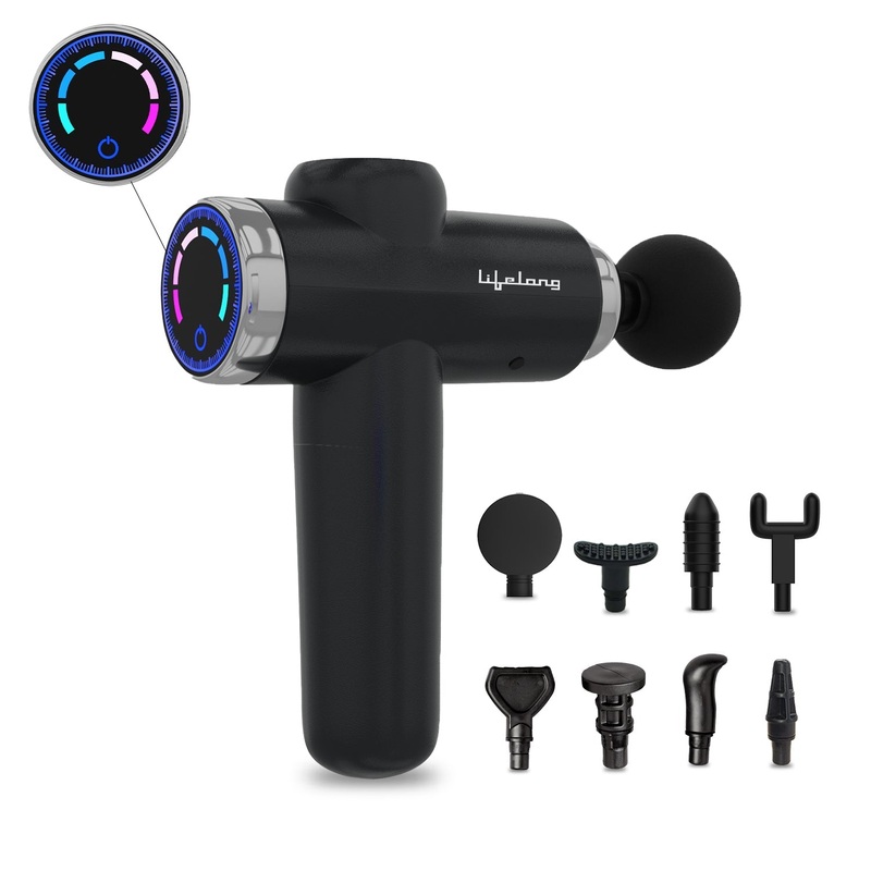 Lifelong LLGM171 Deep Tissue Massage Gun – 4 Heads, 6-Speed LCD, 4000mAh