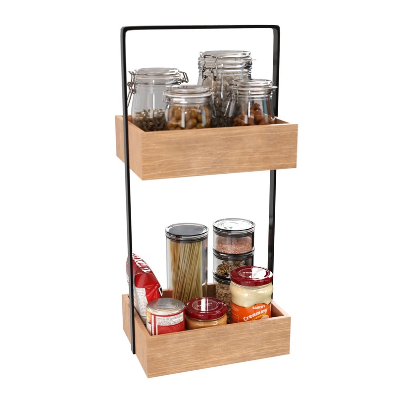 Lifelong LLHIBSS01 2Tier Bamboo Countertop Organizer – WaterResistant Tray for Toiletries & Makeup