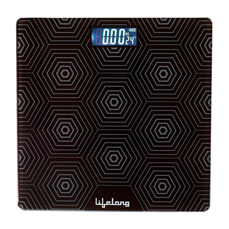 Lifelong LLWS18 Digital Weighing Scale Glass Body, Battery Included (Black)