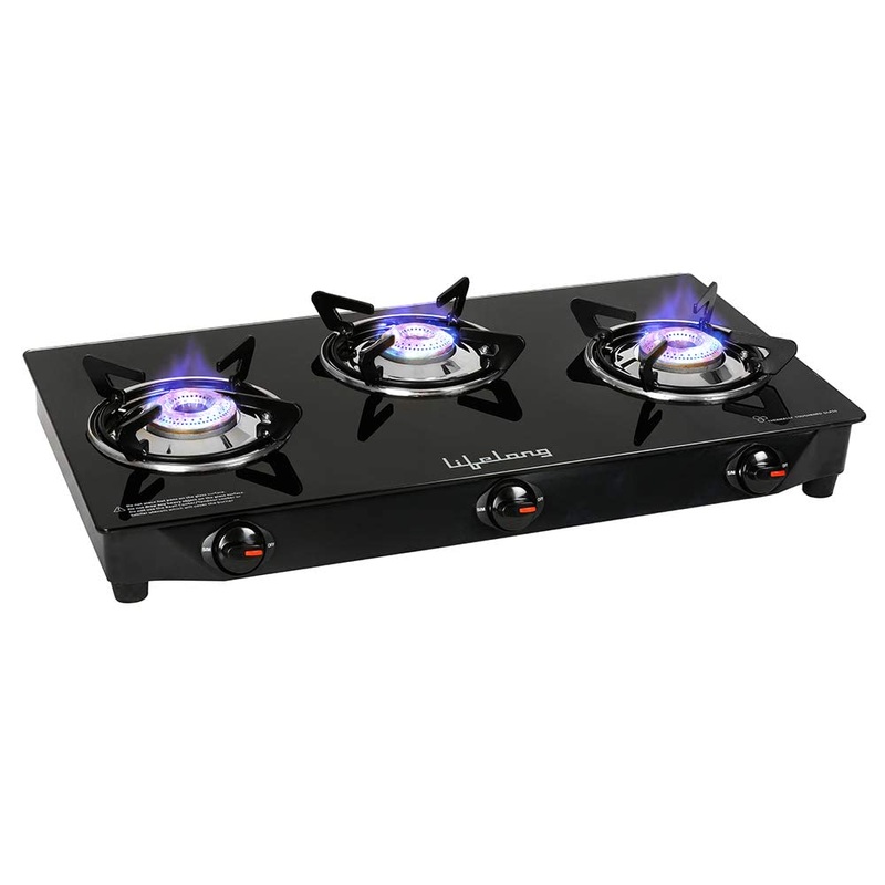 LPG Gas Stove with 3 Burners & Manual Ignition