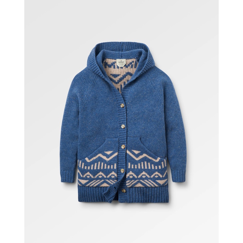 Snoozle Recycled Knitted Hooded Cardigan – Rich Navy