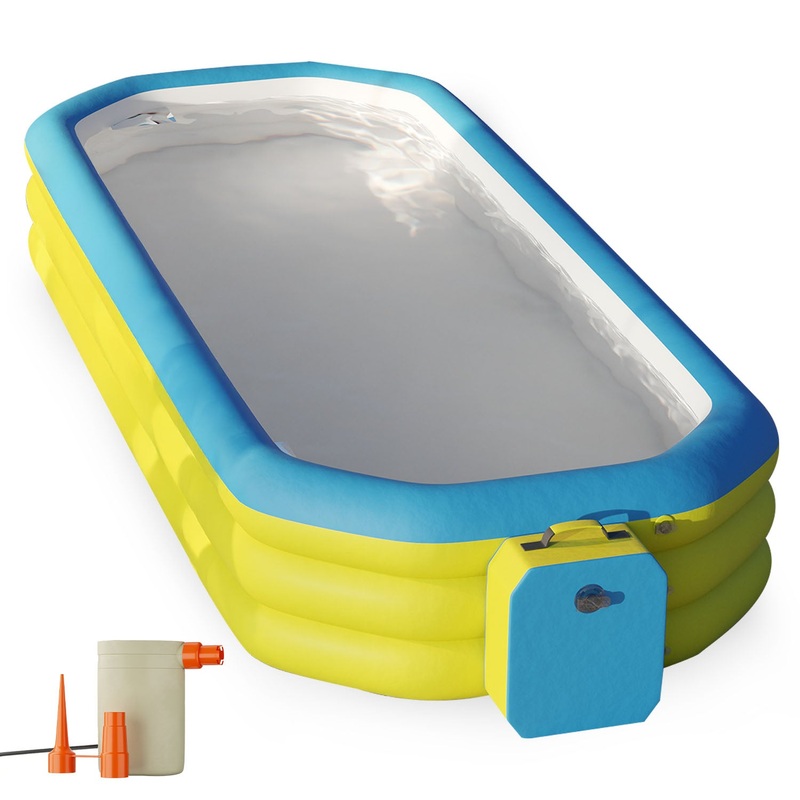 7FT Inflatable & Foldable Family Pool  Portable Kiddie Pool with Pump & Bag for Adults & Kids