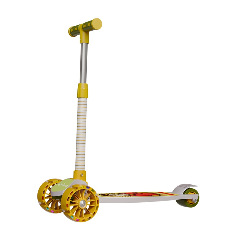 Kids scooter with Broad Led wheels (White/Yellow)