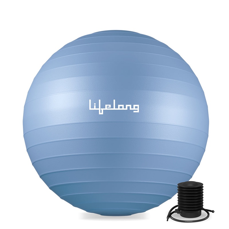 Lifelong 75cm Anti-Burst Gym Ball with Foot Pump  Yoga, Workout, Balance & Pregnancy Ball (Blue)