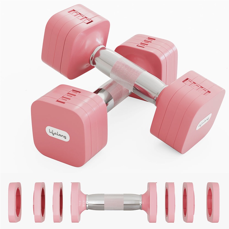 Lifelong Adjustable Dumbbells Set 2-5kg for Home Gym (Pink)