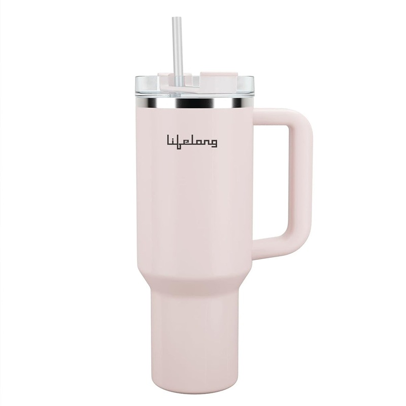 Lifelong Double Walled Vacuum Insulated Tumbler with Handle1200ml-Rose Quartz-2015251313001