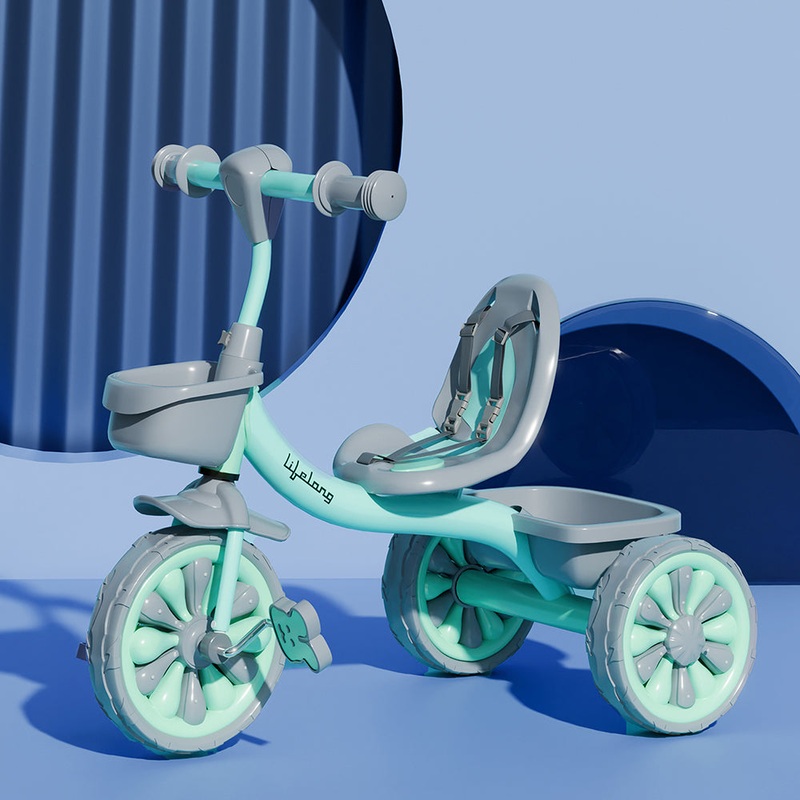 Lifelong Kids Tricycle for 25 Years | 3 EVA Wheels, Bell & Toy Basket | 30kg Capacity (Green)