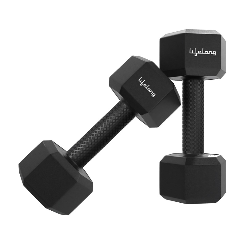 Lifelong PVC Hex Fixed Dumbbells Pack of 2  Durable Home Gym Weights for Men & Women
