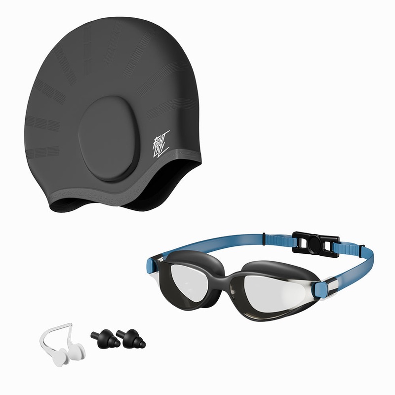 Lifelong Swimming Combo for Men – Goggles, Cap, Nose Clip(Blue)