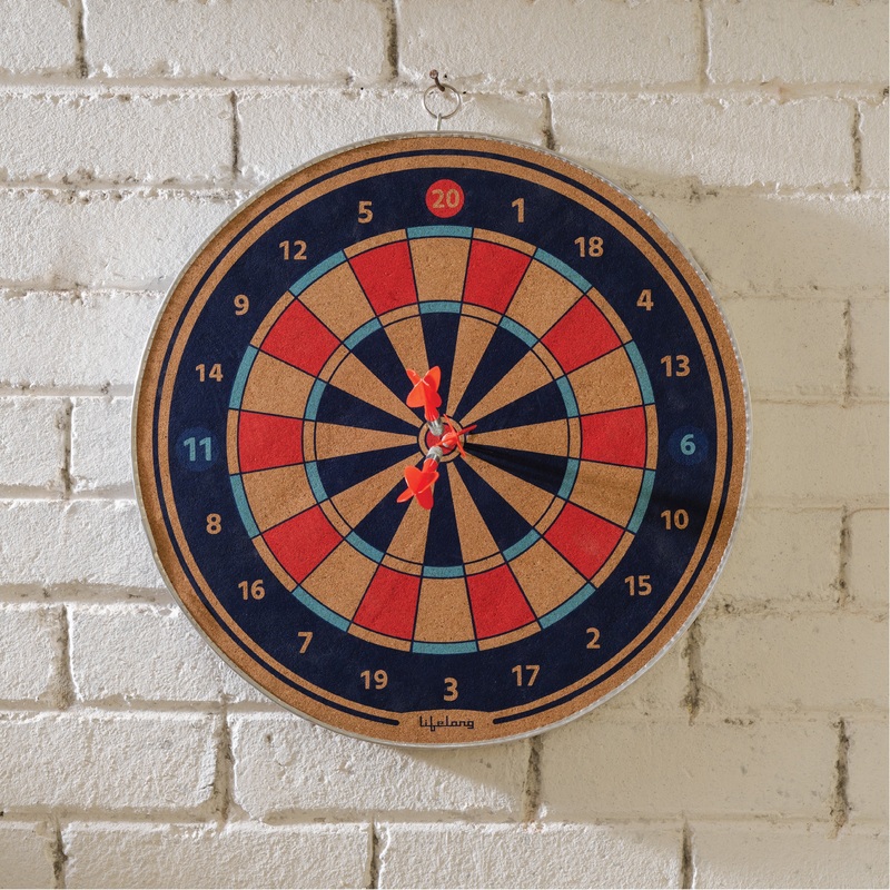 Lifelong wooden 12inch double sided dartboard with 4darts