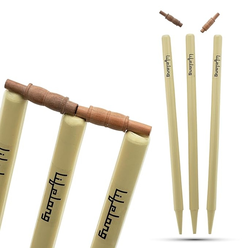 Lifelong Wooden Cricket Stumps Set  Standard Size Wickets with 2 Bails & Protective Cover, Durable Poplar Wood