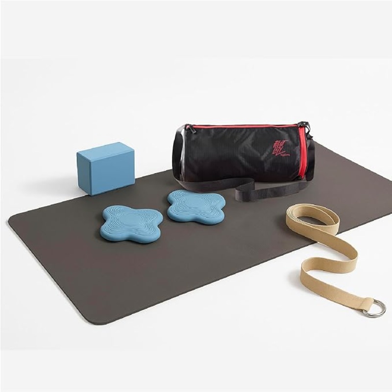 Lifelong Yoga Combo Set of 6  4mm Yoga Mat, 6ft Belt, Yoga Block, 2 Knee Pads & Gym Bag for Men & Women