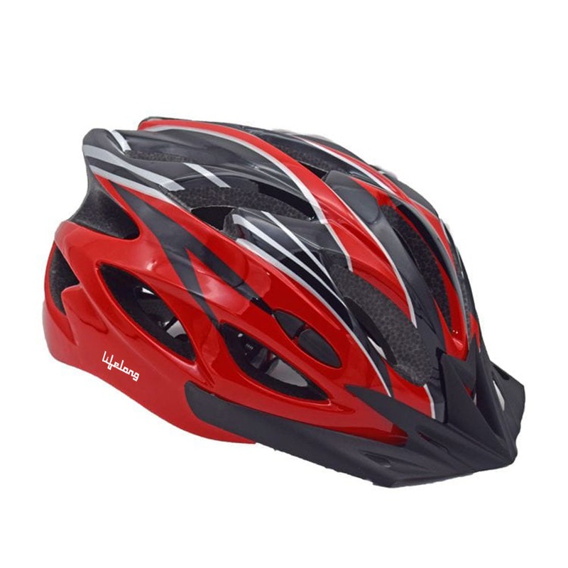 LLFAH06 Adjustable Cycling Helmet with Detachable Visor (Red/ Black)