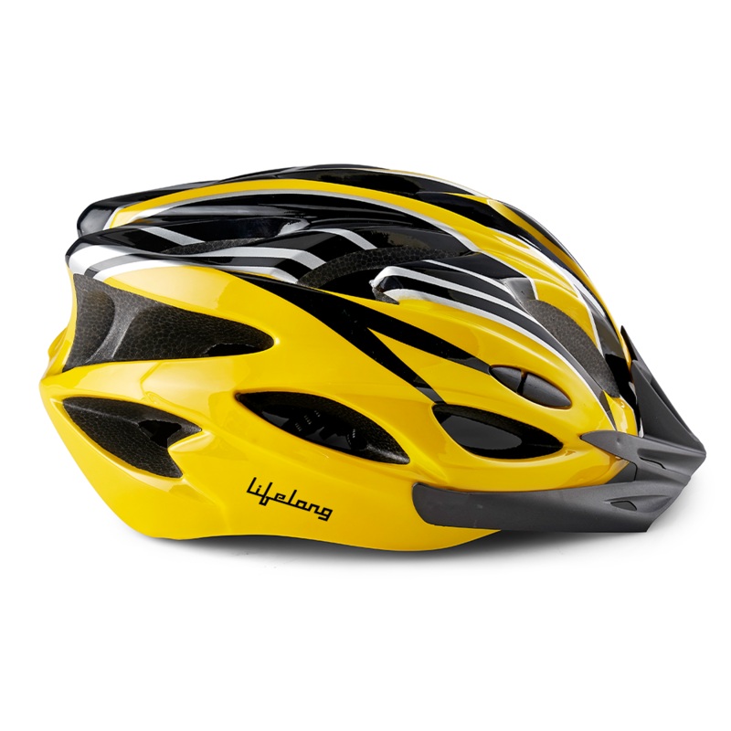 LLFAH07 Adjustable Cycling Helmet with Detachable Visor (Yellow/ Black)