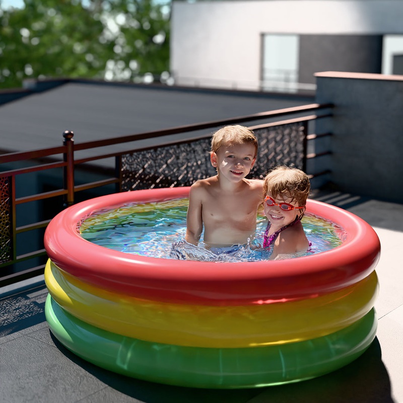 Swimming Pool for Kids | Inflatable Sunset Glow Round Colourful Ring Baby Pool (MultiColor)