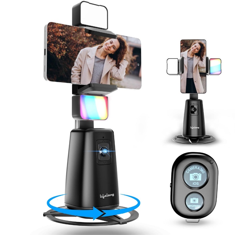 AI Auto Face Tracking Tripod | 360 Rotation Mobile Stand for Video Recording | Rechargeable Phone Holder Camera Stand for Shooting