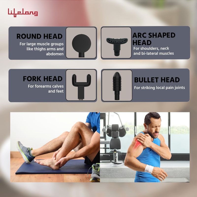 Gun Massager for Pain Relief with 4 Massage Heads & LCD Touch Display