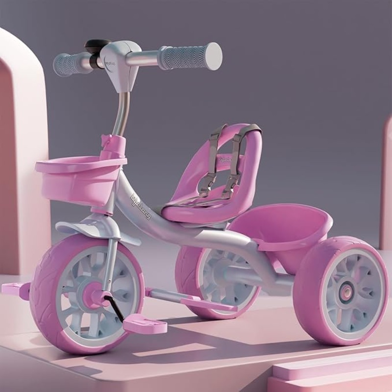 Kids Trike Cycle 25 Years  Baby Tricycle with Bell & Basket, 30Kg Capacity (Pink & Lavender)