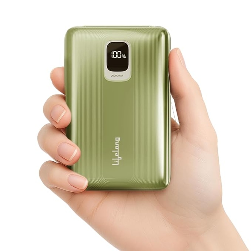 Lifelong 20000mAh Power Bank  22.5W PD Fast Charging with Digital Display, Type-C Input, 3 Output Ports & Quick Charge 3.0 (Green, Cable Included)