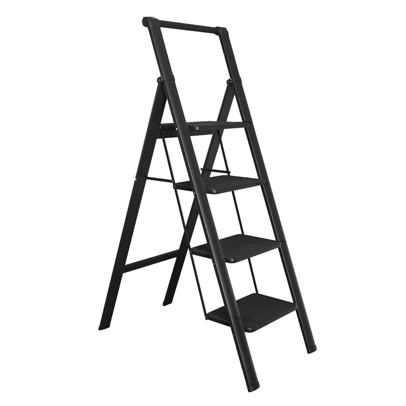Lifelong 4 Step Steel Ladder with Handle, Foldable Portable Stool for Home, Kitchen & Office Use