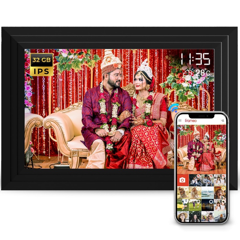 Lifelong Electronics 10.1 Inch (25.65 CM) Digital Photo Frame with Slideshow, Video & Sound  IPS HD Auto-Rotate Touch Screen, Wi-Fi & 32GB Memory – Desktop/Wall Mounted – Share Files with Frameo App