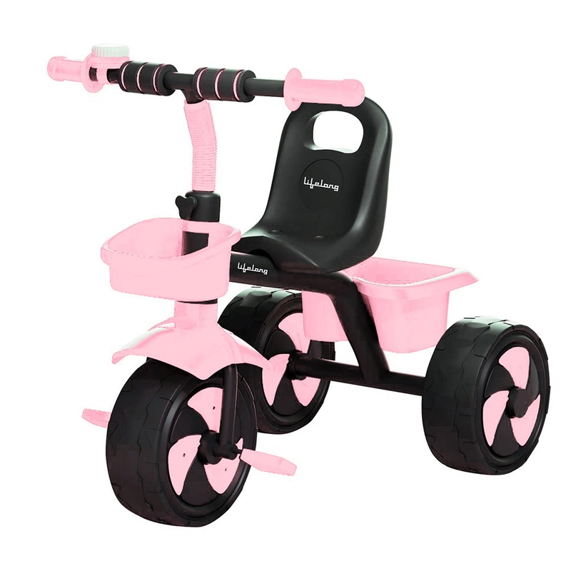 Lifelong Kids Tricycle with Eva wheels, bell and Storage Basket / baby Trike/ Age Group 2 Year to 5years/ Pink & Black