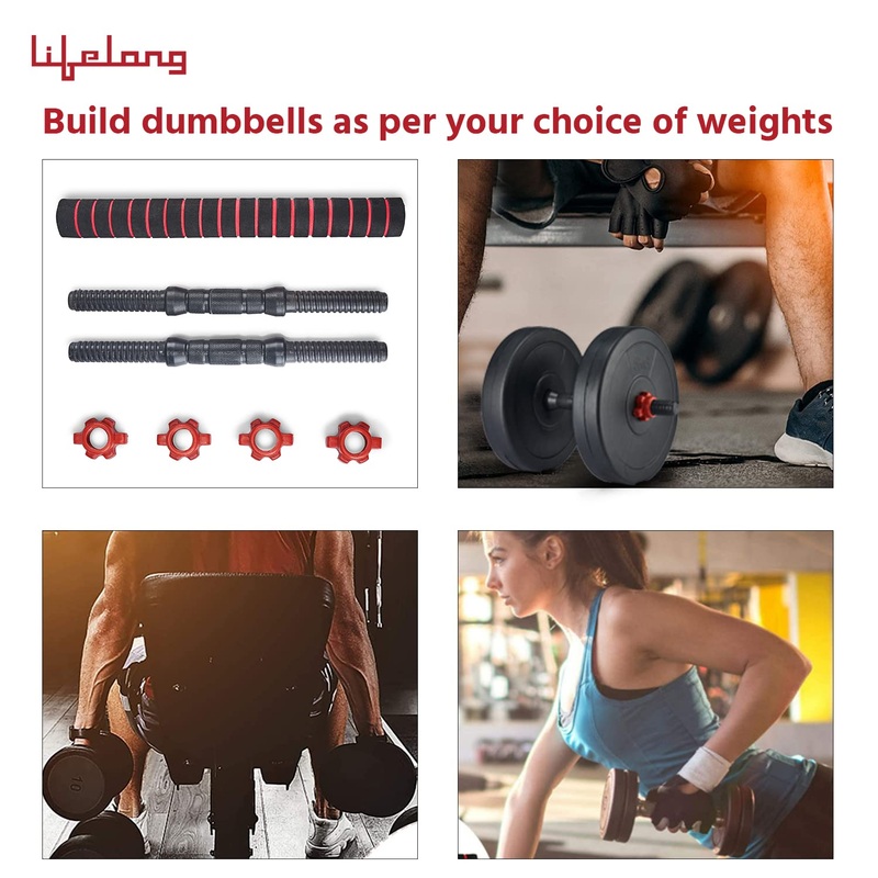 Lifelong LLDR02 Dumbbell Rods with Connectors (24mm Diameter) |Barbell Rods Weight Lifting