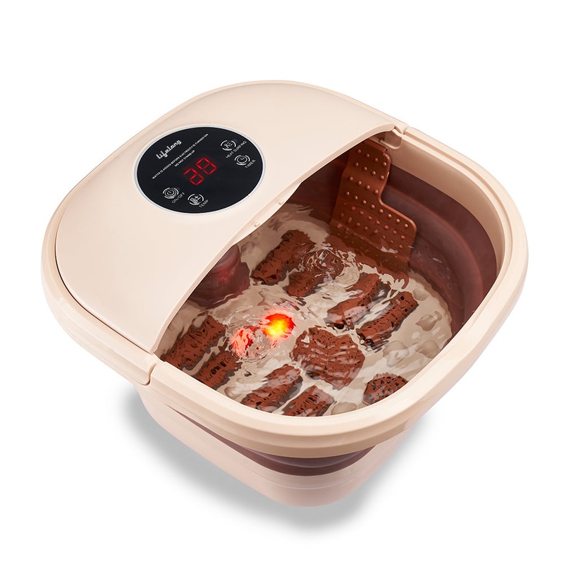 Lifelong LLM378 Foldable Foot Spa Massager Machine for Foot Care, Pain Relief, Pedicure – Brown