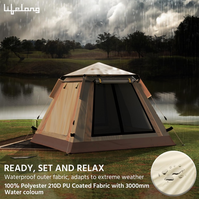 Lifelong Tent for Camping- Quick Pop-up Camping Tant with Glass Fiber Tent Poles