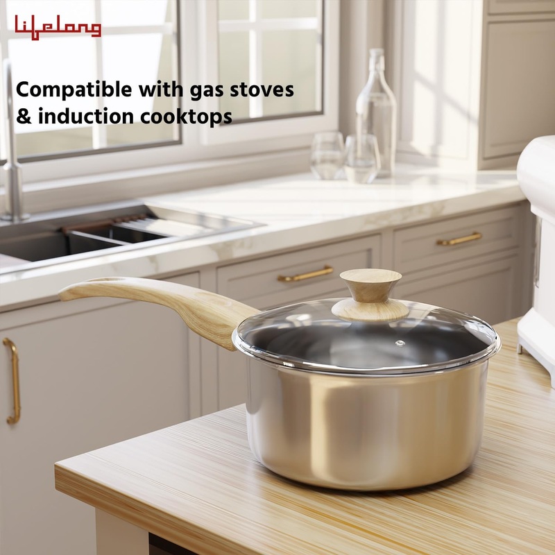 Lifelong TriPly 16 cm Sauce Pan for Cooking, 1.5 litres with Glass Lid